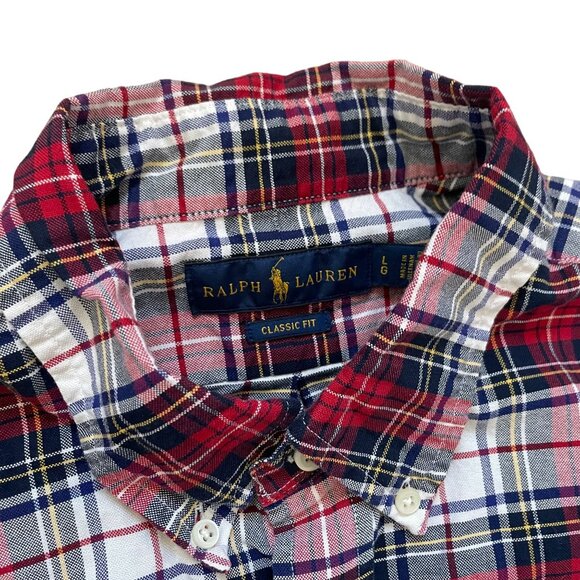 Ralph Lauren Classic Fit Button-Down Oxford Shirt Mens SZ Large Multicolor Plaid - Picture 2 of 8